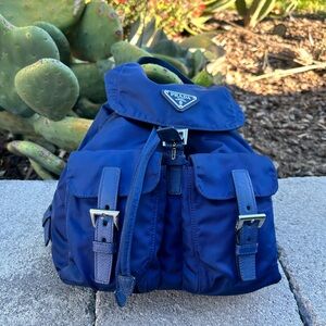 Prada Navy Blue Nylon Small Backpack